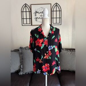 Vintage Worthington Bright & Colorful Button Up Blouse Size 2X Summer Beach